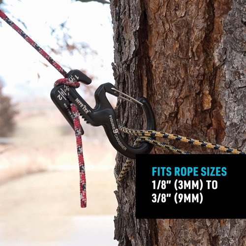 Nite Ize Figure 9 Carabiner Rope Tightener - Heavy-Duty Carabiner Clip - Cord & Rope Tightener with Wire Gate - Carabiner Camping Accessories & Tent Essentials - Large, Black (3 Pack)