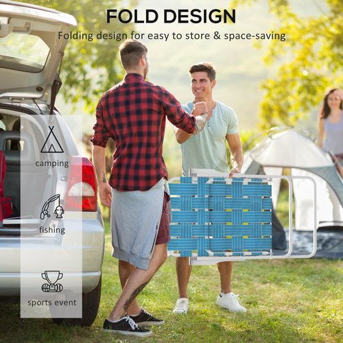 Outsunny Set of 4 Patio Folding Chairs, Classic Outdoor Camping Chairs, Portable Lawn Chair Set for Camping, Garden, Pool, Beach, Backyard with Armrests, Blue