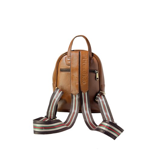 bonahide Genuine Leather Luxury Mini Backpack Multi-functional Elegant Daypack Shopping Travel Leisure (Tan)
