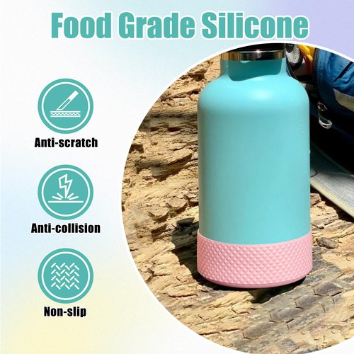 Diumepo Silicone Boot for Hydroflask 64 oz Water Bottle, Silicone Flex Boot Compatible with Hydro Flask,Iron Flask, Thermoflask, Yeti 64 oz，Anti-Slip Protective Bottom Sleeve Cover(Black)
