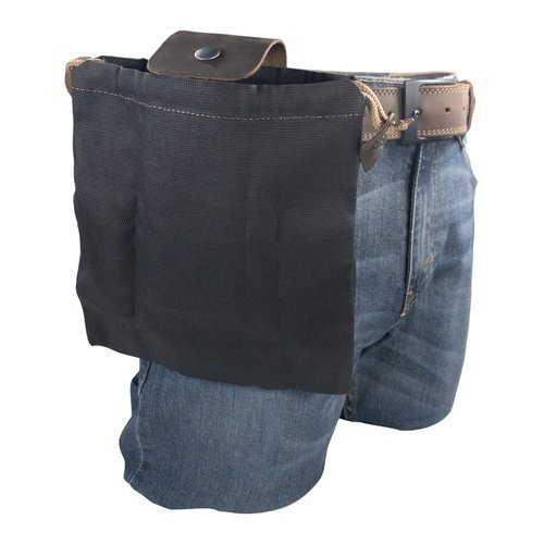 Hide & Drink, Foraging Pouch (Collapsible) for Hiking, Treasures & Seashells Bag, Easy Looping Around Belts, Grocery Storage, Waxed Canvas, Handmade, Charcoal Black/Bourbon Brown