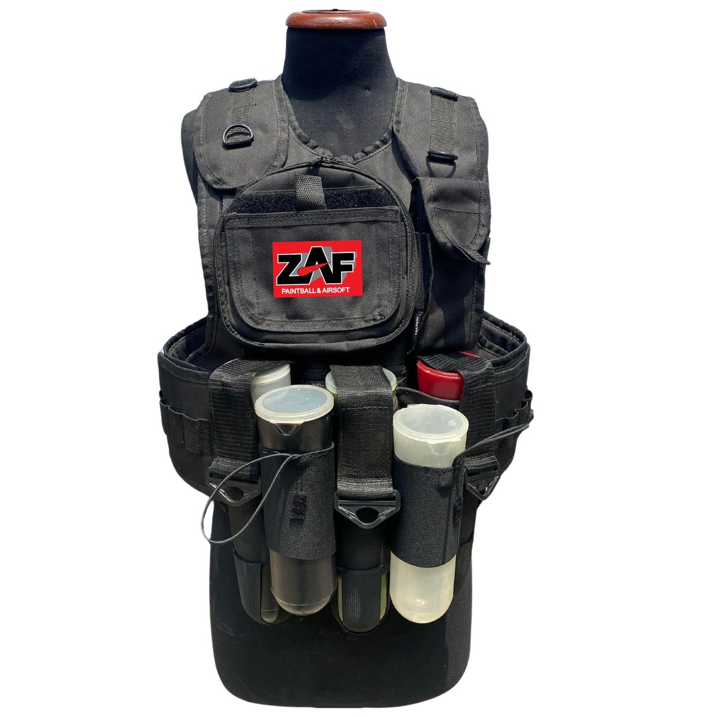 Generic 11 pod paintball vest with free size half finger gloves and barrel pouche, unisex