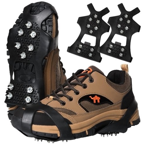 Ice Cleats Snow Traction Cleats Crampons for Shoes and Boots Non-Slip Overshoe Crampons for Women Men Walking on Snow and Ice(M)