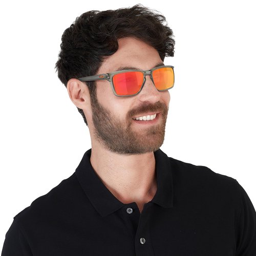 Oakley Men's Oo9448 Sylas Rectangular Sunglasses, Grey Ink/Prizm Ruby, 57 mm