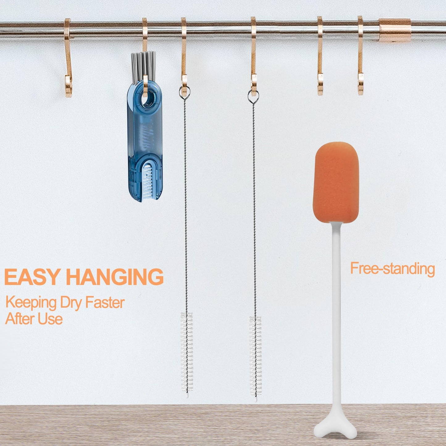 4 Pack Water Bottle Brush Cleaner Set for Owala Twist, Free-Standing Cleaner for Stanley All Day Slim, 2 Straw Brushes, 3-in-1 Lid Cleaning Brush for Spout Crevices