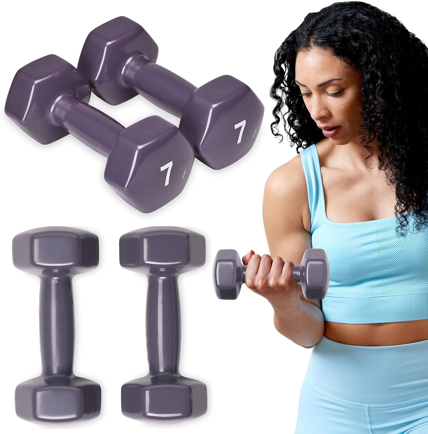 SPRI Dumbbells Hand Weights Set of 2 - Vinyl Coated Exercise & Fitness Dumbbell for Home Gym Equipment Workouts Strength Training Free Weights for Women, Men (1-10 Pound, 12, 15, 18, 20 lb)
