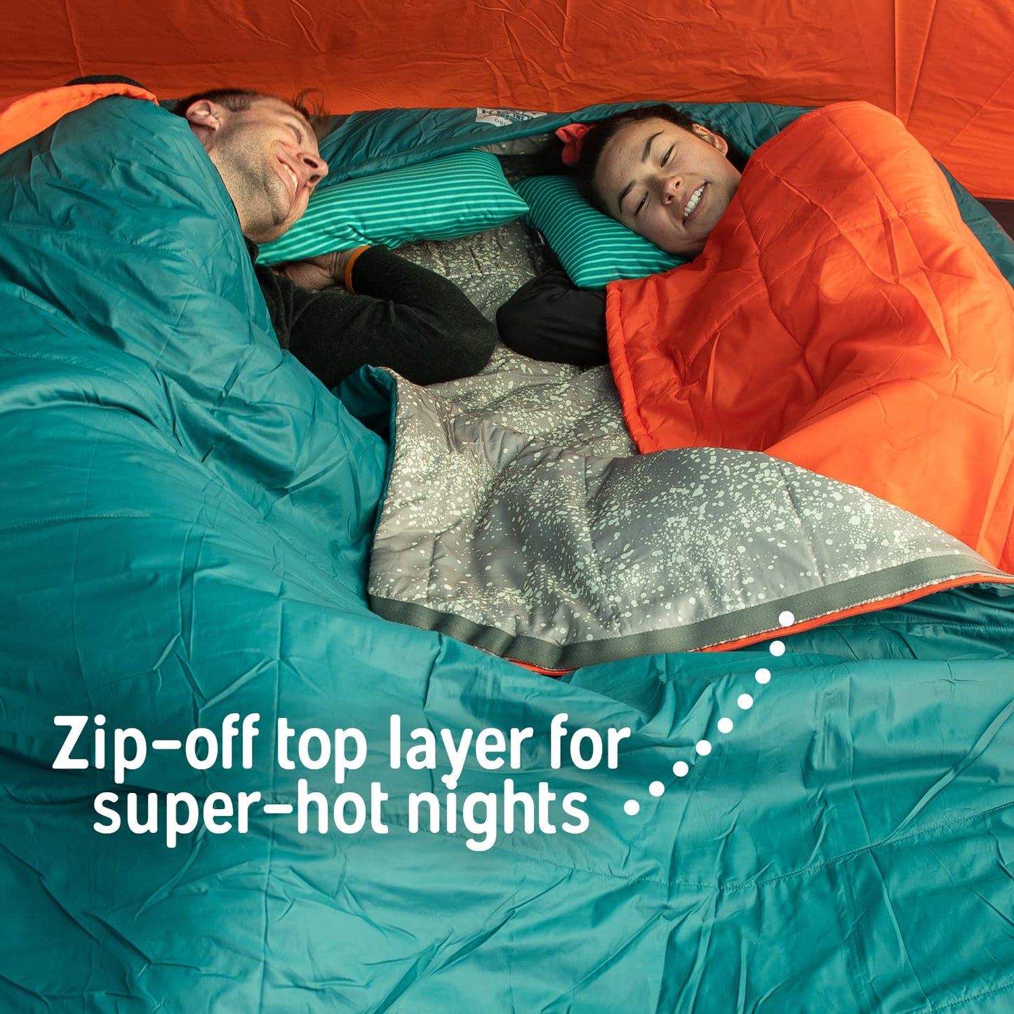 Kelty Tru.Comfort Doublewide 2P 20 Degree Sleeping Bag, Two Person, Synthetic Fill, Couples & Family Camping, Overlanding – Removable Blanket, Wider Than Queen Sized Bed, Updated 2023 (Pageant Blue)