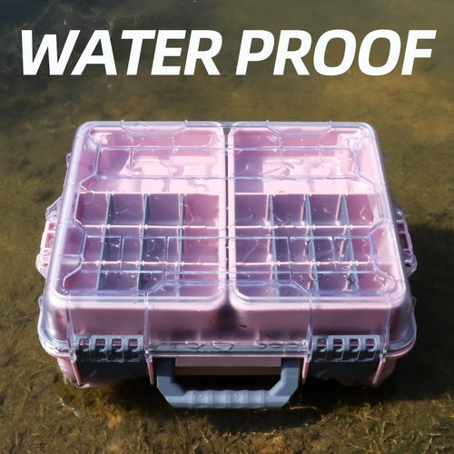 RUNCL Universal Fishing Tackle Box with Two Small Tackle Tray, Removal Inside Design Waterproof Trunk Storage Box, Thicker Floating Airtight Stowaway, Xmas Surprise Fishing Gifts for Men Women