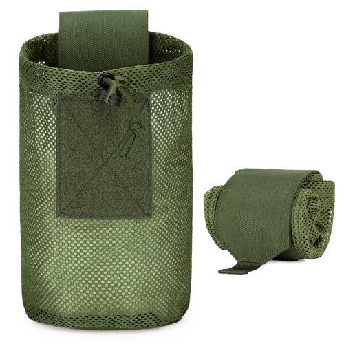 CamGo Tactical Dump Bag Molle Mesh Pouches Lightweight Range Compact Micro Drawstring Foraging Roll Up Foldable Recovery Ar Mag Tool Pack EDC Drop Net Storage Belt Bag (#01-Army Green)