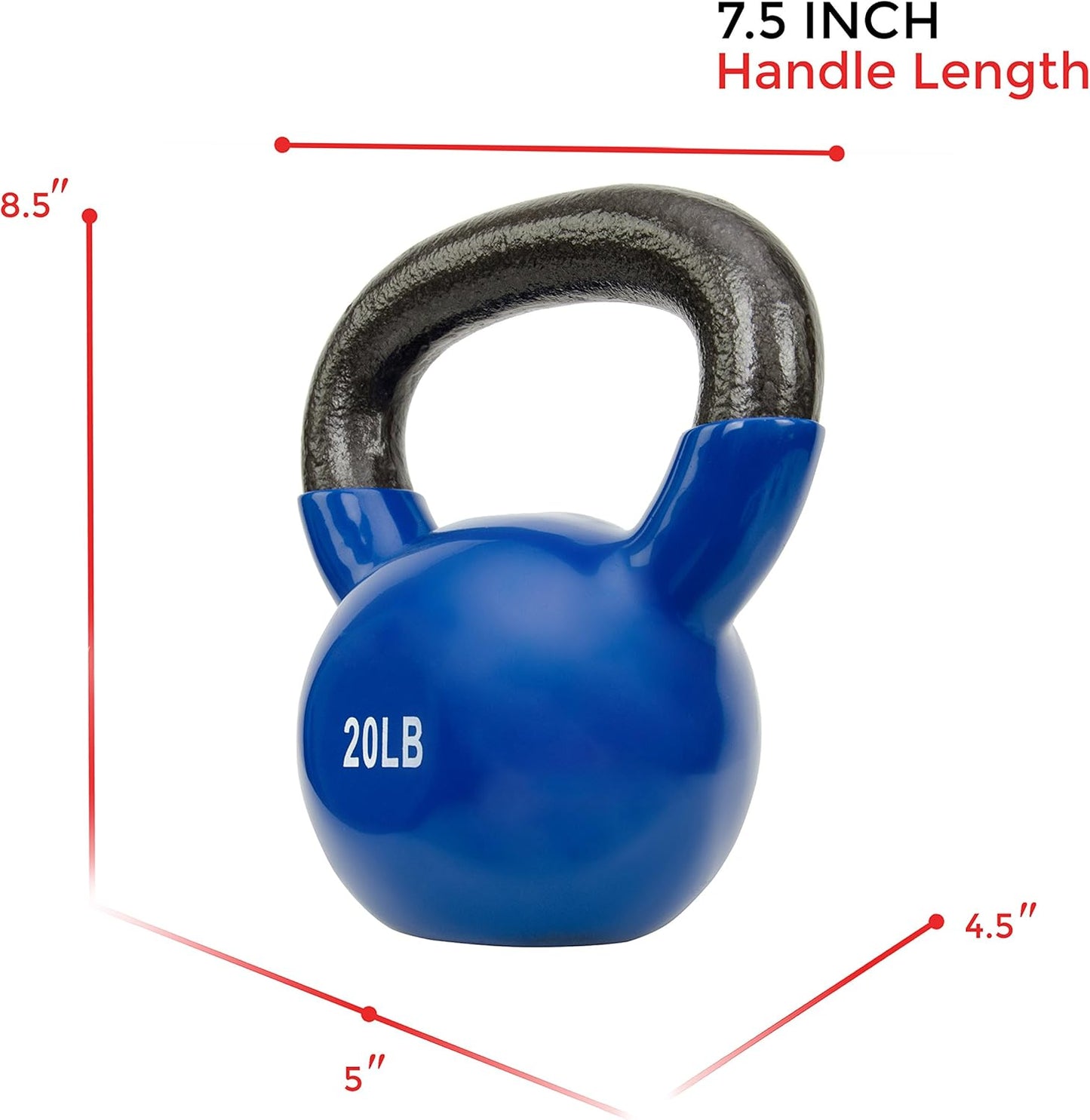 Sunny Health & Fitness Vinyl Coated Kettlebell for Strength Weight Training & Swinging Exercise - In 5, 10, 15, 20, 25 Pound