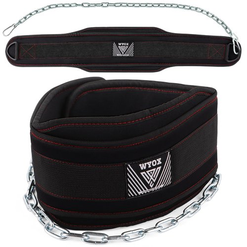 WYOX Dip Belt for Weightlifting – Weight Belt with Chain for Pullups, Gym Lifting Belt for Powerlifting, Squats, Bodybuilding, Heavy Duty Steel, and Workout Belt with Comfortable Neoprene Support