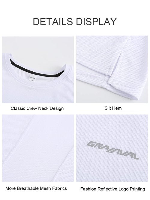 GRAMVAL Running Shirts for Men Crew Neck Short Sleeve Quick Dry Workout Gym Athletic Active T Shirt Moisture Wicking White 3XL