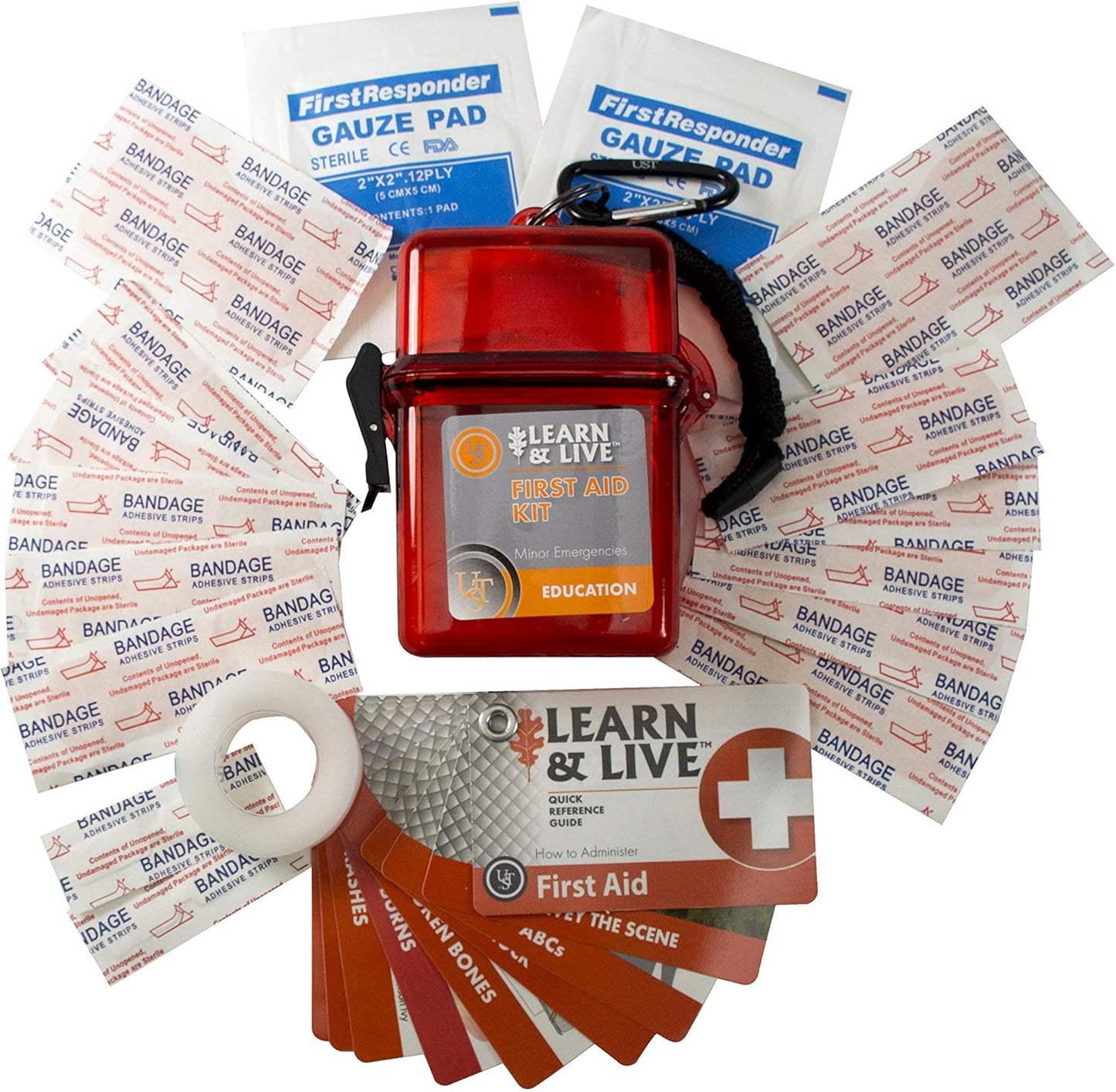 UST Learn & Live Outdoor Educational Kits with Waterproof Cards, Tools and Watertight Case for Hiking, Camping, Backpacking, Hunting and Outdoor Survival