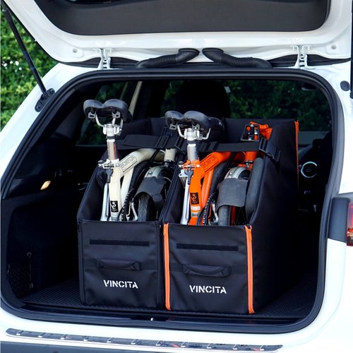 Vincita Keeper Box for Brompton Folding Bicycle,Keep The Bike Vertical In The Car Trunk To Save Space And Avoid Damange,Integrated Cover Included (Black With White Zipper)