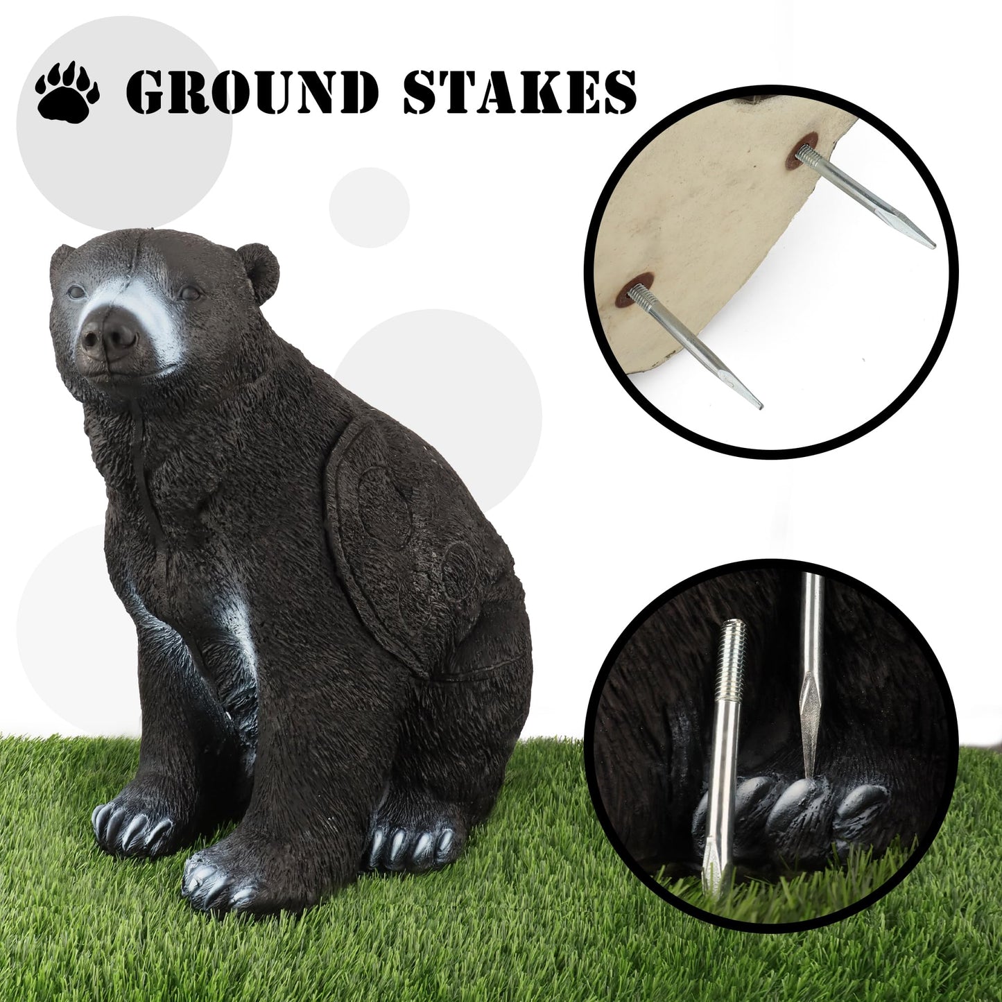 Archery Targets 3D Shooter Black Bear with Replaceable Core Insert and Ground Stakes for Targeting Practice