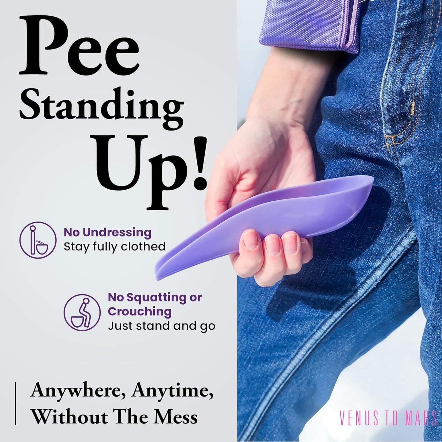 VENUS TO MARS Female Urinal | Female Urination Device | Womens Pee Funnel for Camping - Car - Travel - Festivals - Porta Potty - Outdoor Activities