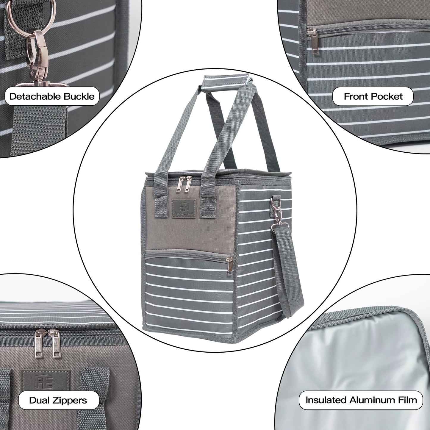 Fun Elements Insulated Cooler Bag, 18 Can Collapsible Leakproof Bag with Handle and Strap, Camping & Travel Cooler for Party, Beach, Picnic