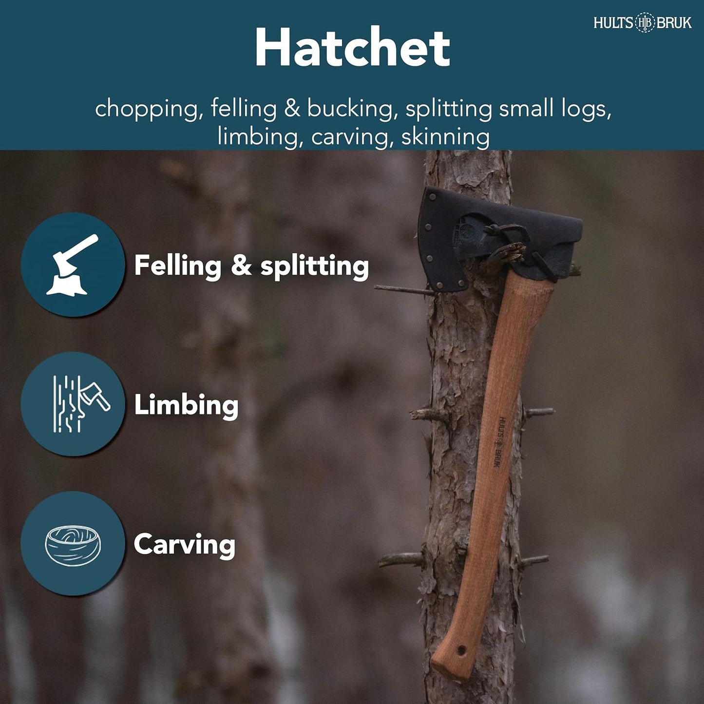 Aneby Hatchet by Hults Bruk - 2 lb Head, 20" Handle for Precision Cutting