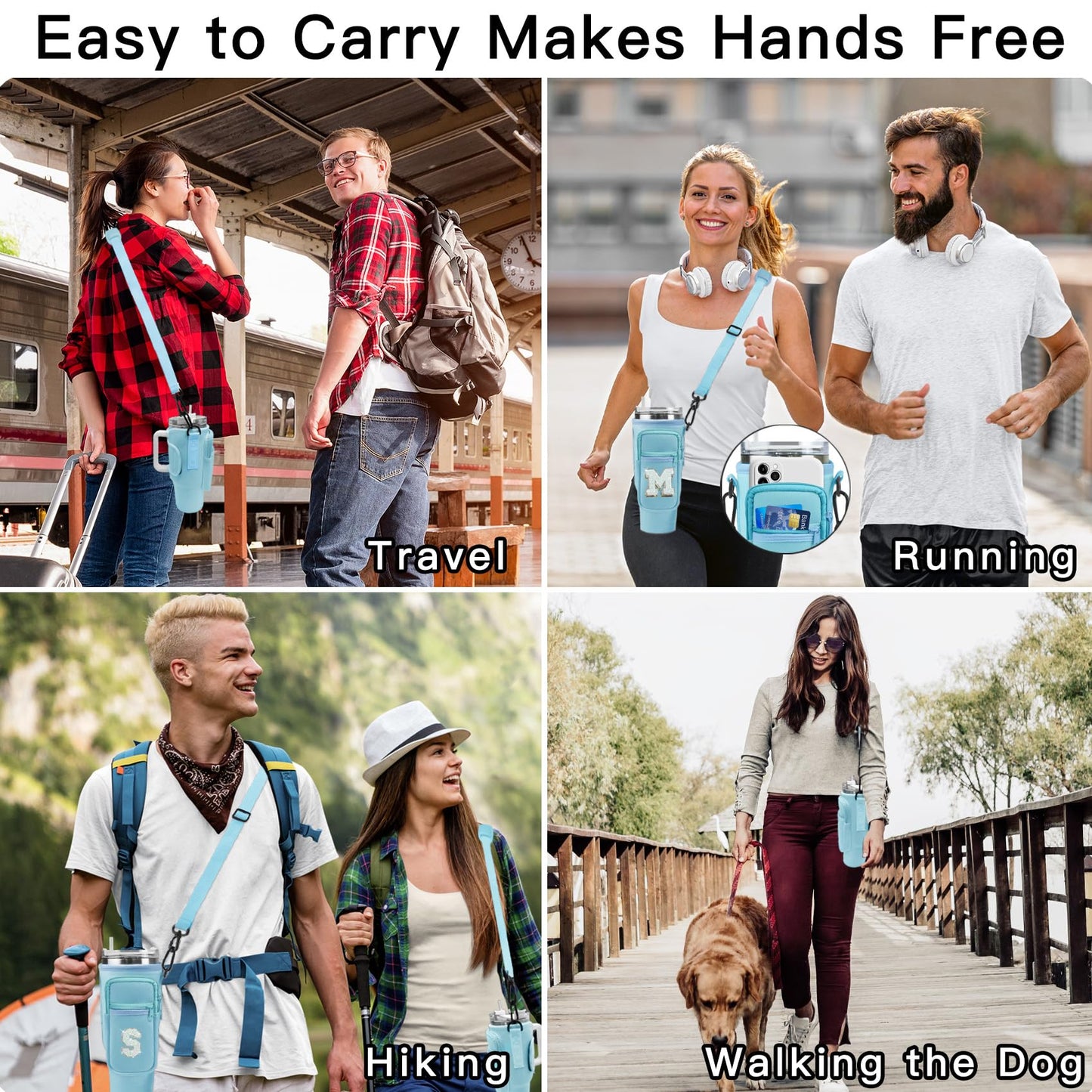 Janhavi Initial Water Bottle Holder for Stanley 40 oz Tumbler, Mom Birthday Gift, Mum