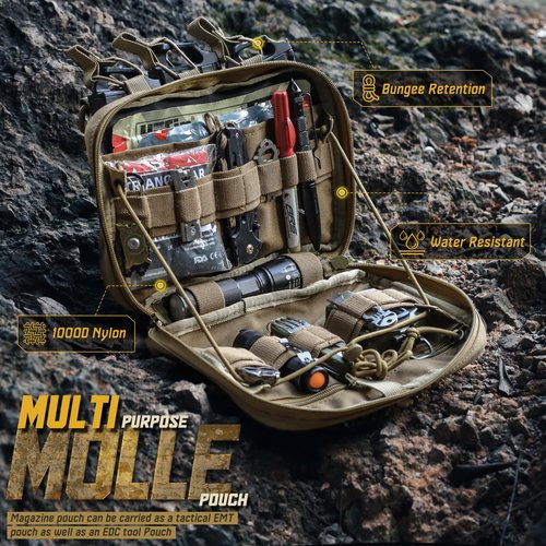 WYNEX Molle Mag Pouch,Tactical Molle Admin Pouch of Laser Cut, Triple Magazine Pouch with Molle Utility Pouch for AR M4 M16 Mag, Tactical Medical EMT EDC Pouch