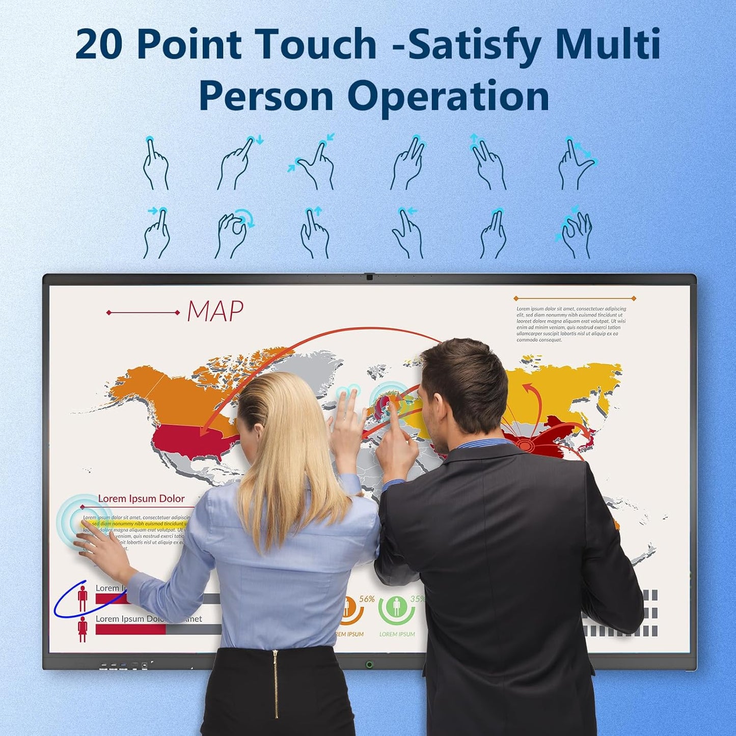 55″ Smart Board, 4K UHD Touchscreen Display Electronic Whiteboard Built in Ultra High Definition Camera Open App Ecosystem, Digital Presentation Electronic Smart WhiteBoard for Classroom Home Office