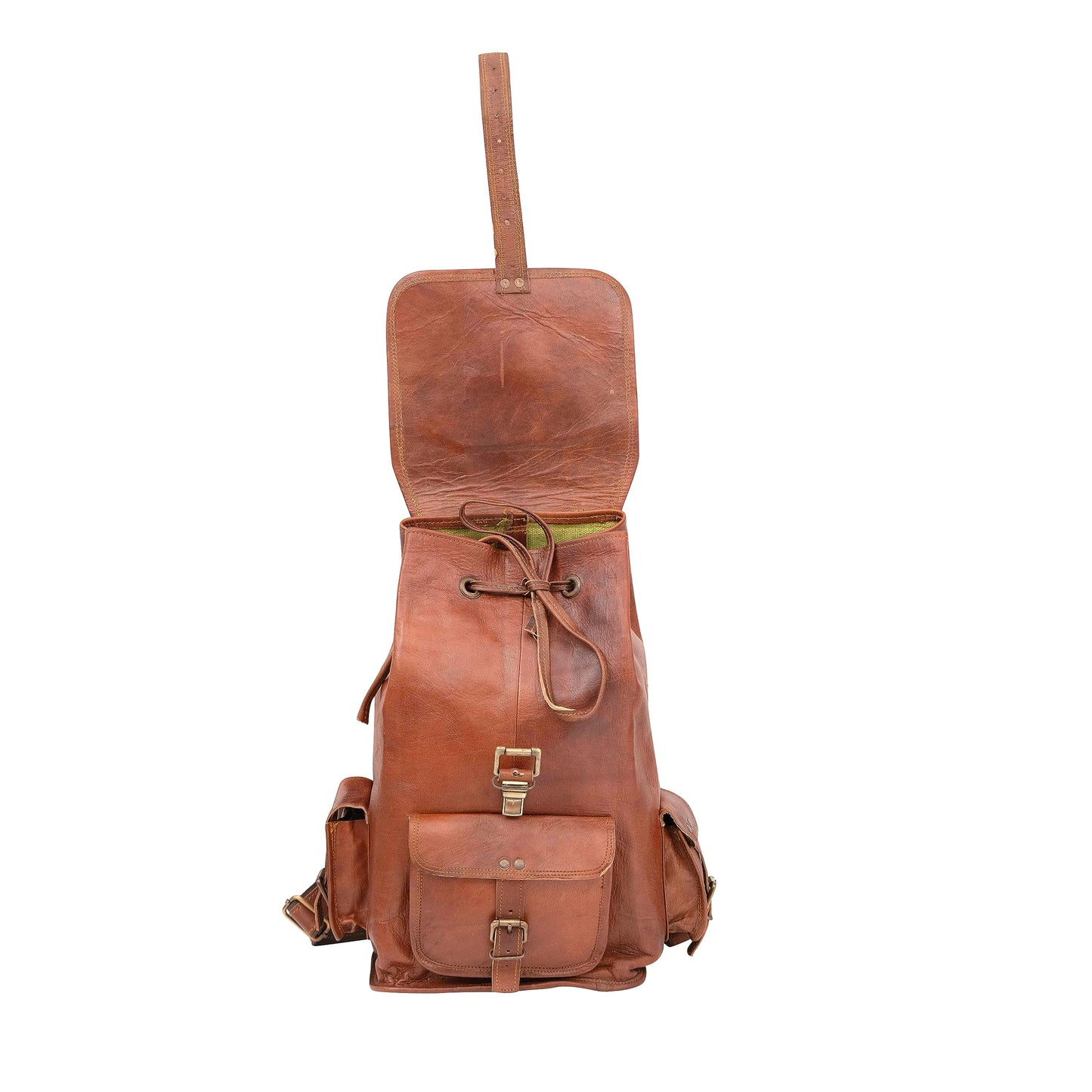 Shy Shy Let's Touch The Sky Rustic Vintage Leather Backpack Travel Rucksack knapsack Daypack Bag for Men Women Brown (24 inch)