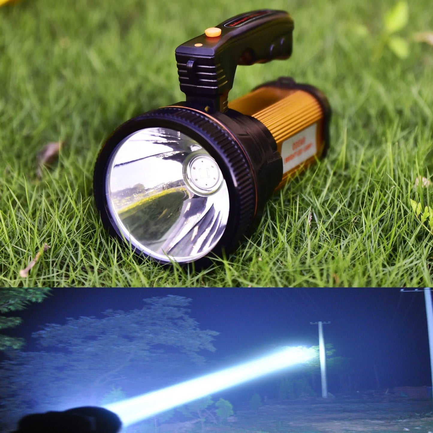 Super Bright Torch Searchlight Handheld Portable LED Spotlight USB Rechargeable Flashlight for Mining,Camping, Hiking, Fishing