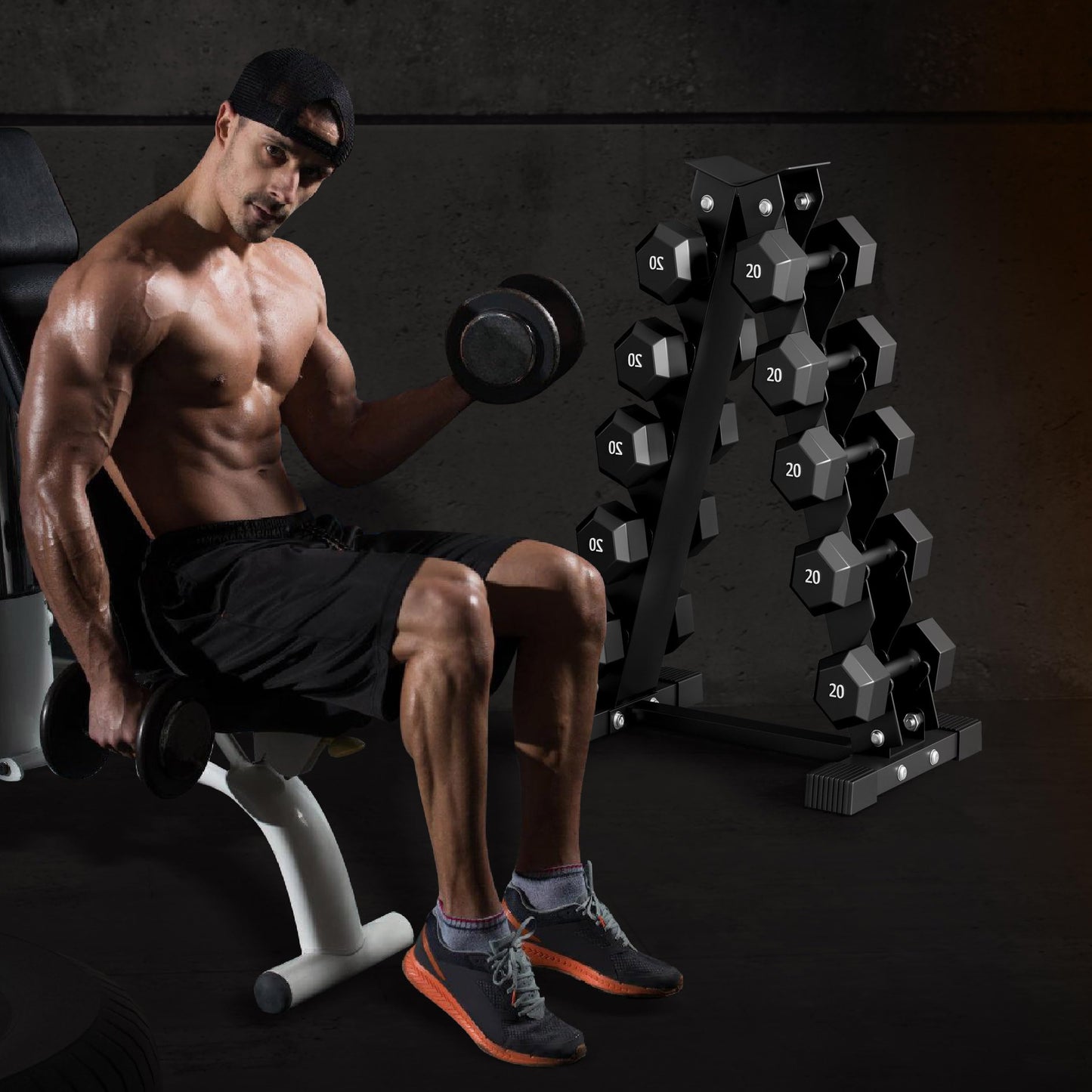 ACENFC Barbell A-Frame Dumbbell Weight Rack, Dumbbell Rack Stand Only, Weight Rack for Dumbbells 5 Tier with 500 LB Weight Capacity, Home Gym Storage Solution (Blue)