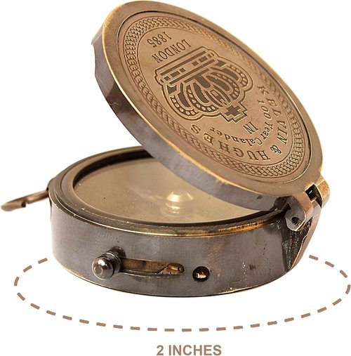 Brass Compass Vintage Finish Kelvin Hughes 100 Year Calendar Compasses Lid Compass Directional & Navigational Tool