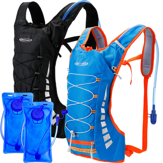 Cunno 2 Set Hydration Backpack with 2L Water Bladder, Hydration Pack with Hydration Bladder Hiking Running Cycling Biking Water Backpack Pack for Men and Women