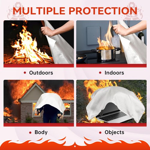 NEXCOVER Emergency Fire Blanket for Home and Kitchen, Fire Blankets Emergency - Fiberglass Flame Retardant Flame Suppression for Home Fireplace, Grill, Car, BBQ