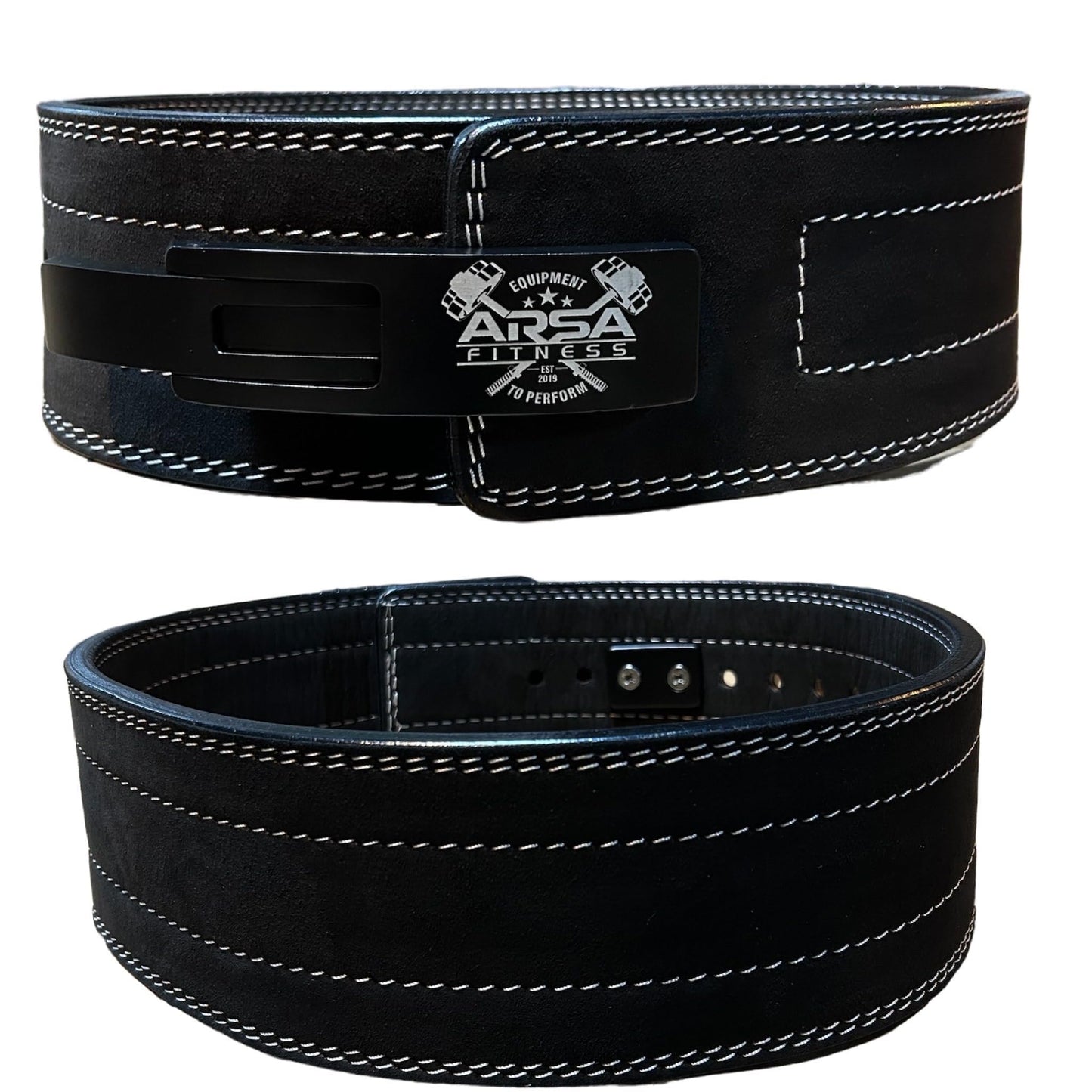 Arsa Fitness Weightlifting Adjustable Lever Belt for Men & Women Real Suede Hide Leather for Powerlifting Back Support Workout Deadlifts Squats 10MM Thickness 4" Width (GREEN, X-Large)