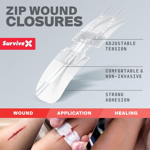 SurviveX Large First Aid Kit for Car, Travel & Home - Emergency Kit for Hiking, Camping, Backpacking and Outdoors - Includes Zip Stitch Wound Closure Strips