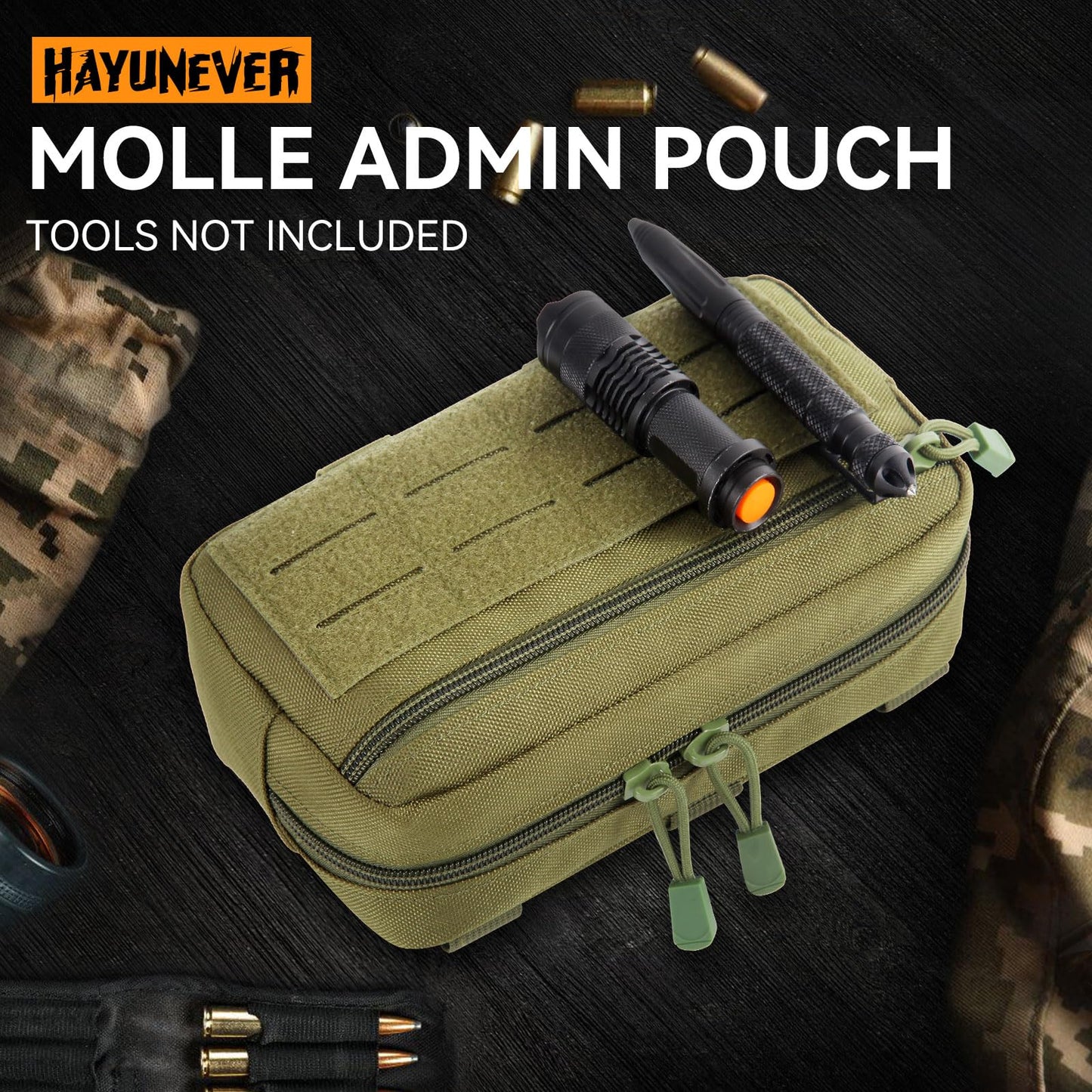 HAYUNEVER Tactical Molle Admin Pouch, Utility EDC Tool Pouch Waist Pack for Vest Battle Belt Accessory Bag