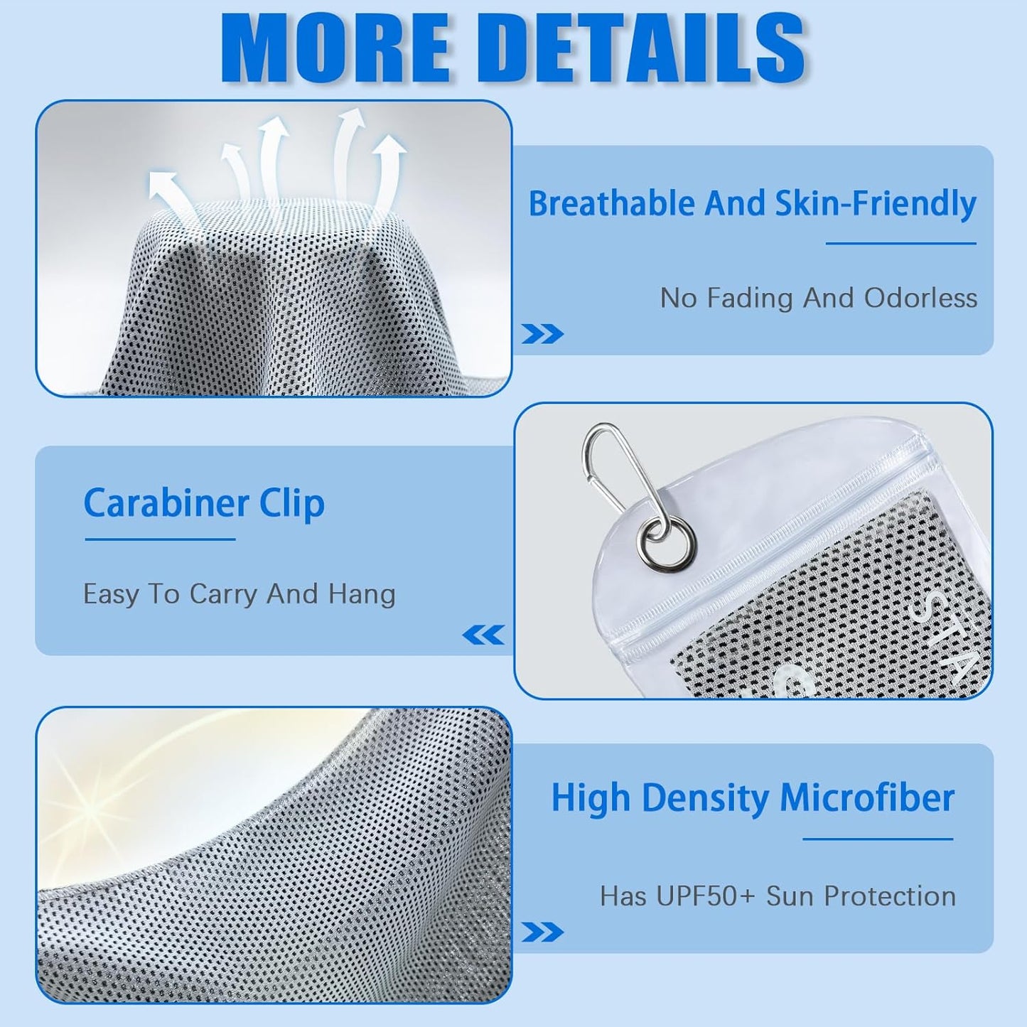 Cooling Towels 4-Pack | 40” x 12” Microfiber Gym Towels | Soft & Breathable