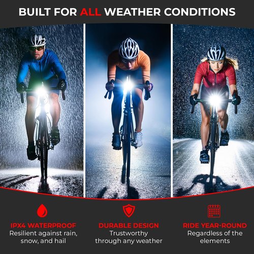 TruActive Premium Bike Phone Mount Holder & Bike Light Set Bundle | Universal Cell Phone Mount for 4"-7" Phones | USB Rechargeable Ultra-Bright Front Headlight and Back Tail Lights | Easy Installation