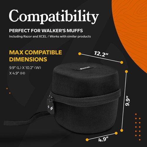 Walkers Razor Tacti-Grip Lightweight Shooting Hunting Range Slim Hearing Protection Muff with Rubber Headband (Flat Dark Earth) Bundle with Protective Case