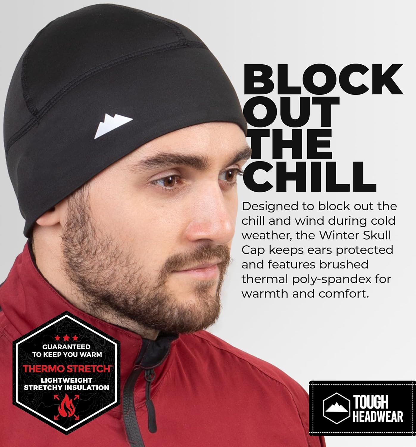 Tough Headwear Skull Cap for Men - Beanie Hats - Skully Beanie Cap - Cooling Skull Caps for Men Locs Sweat Dreads Running
