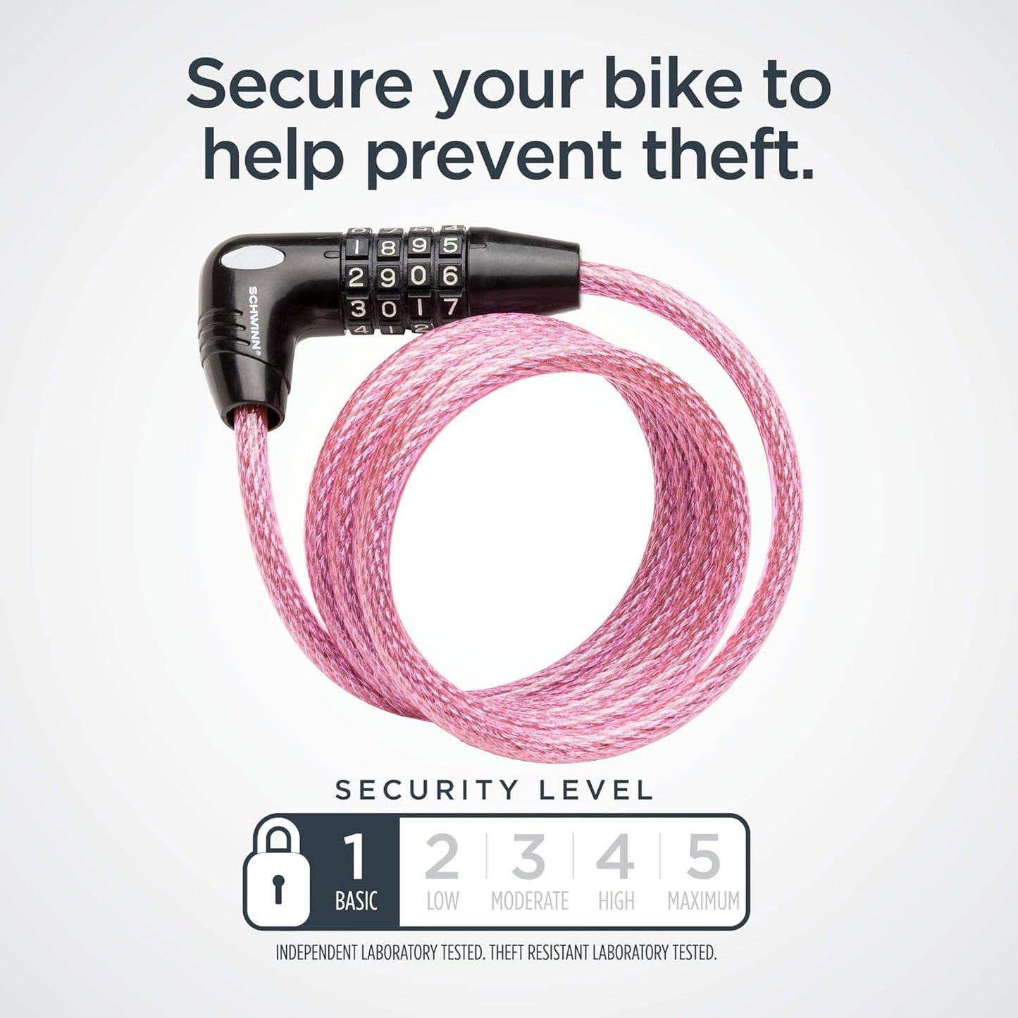 Schwinn 6ft Bike Lock Cable - Durable Steel, Anti-Theft Protection, Vinyl Cover