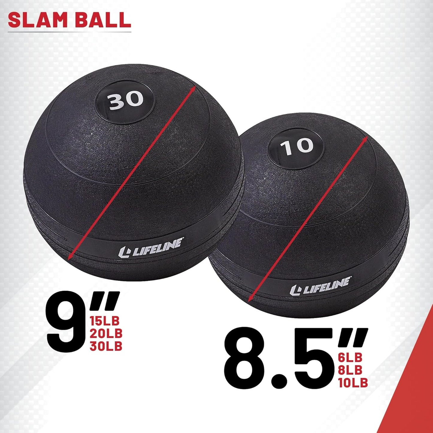 Weighted Slam Ball for Home Gym & HIIT - Lifeline Fitness Easy Grip 10 lb