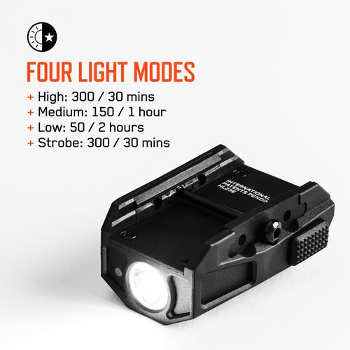 iProtec MYCRO Rail Mount Flashlight RM300, 4 Light Modes, Ambidextrous, and Rechargeable Rail Mount Flashlight