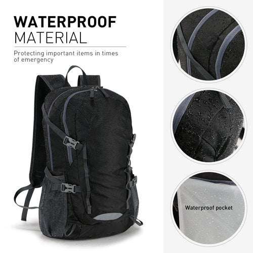 TREKKIN PLUS Travel Hiking Backpack 40L Ultra Lightweight Camping Packable for Men Women Water Resistant Portable Daypack（Black）