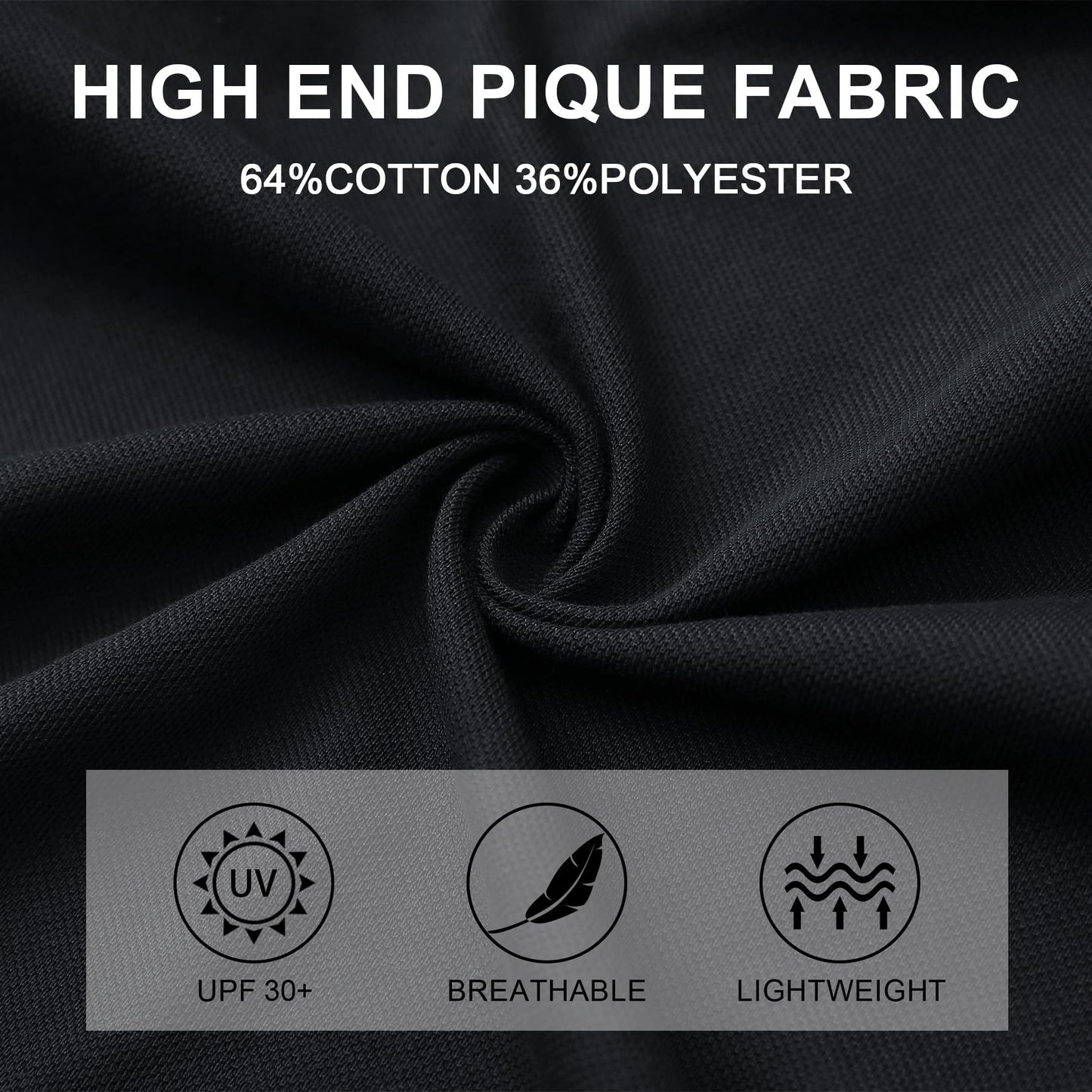 M MAELREG Mens Short Sleeve Button Down Shirt Pique Performence Business Cotton Blend Casual Fitted Shirt for Men Black