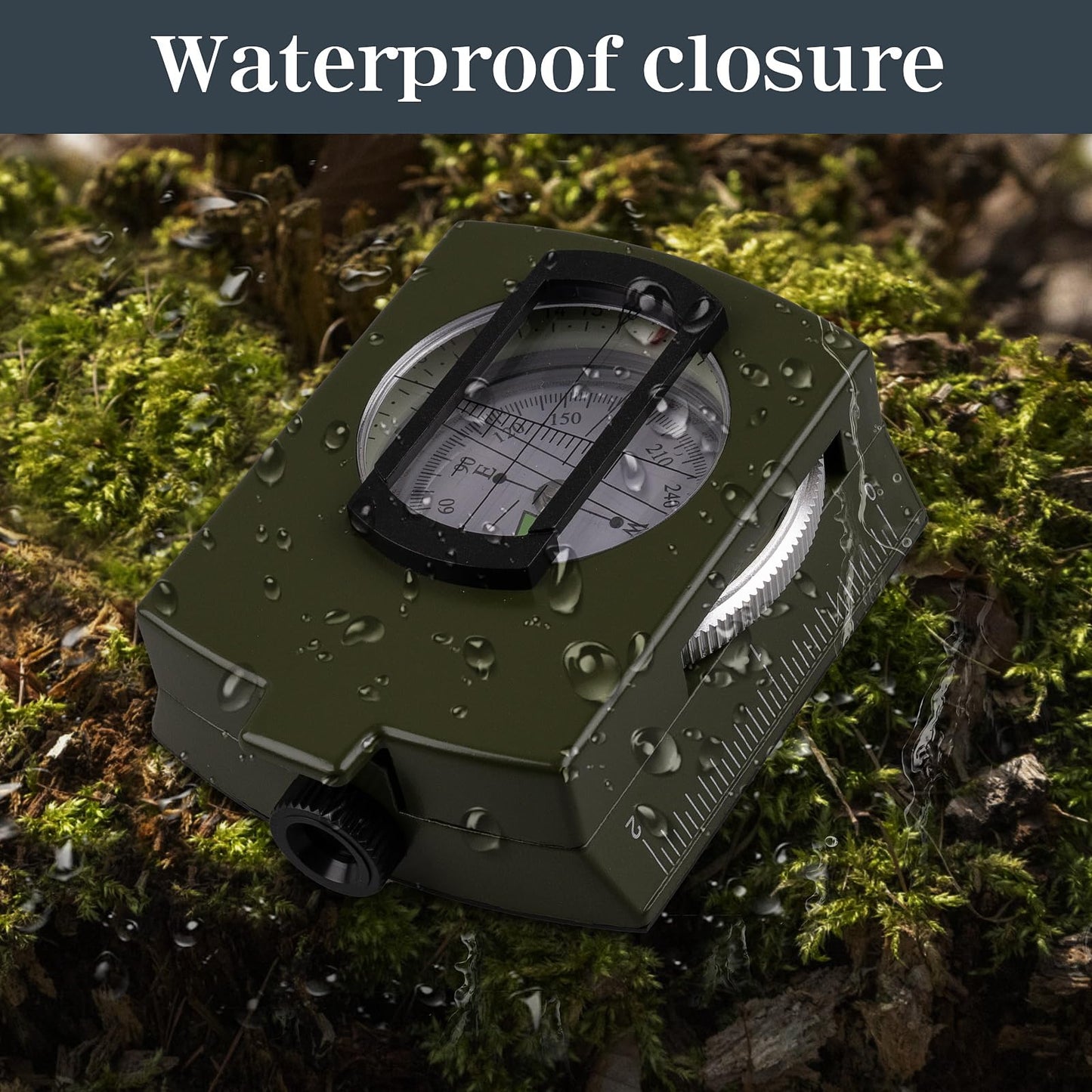 Aosdc Compass Hiking Compass - Navigation, Pocket, Waterproof, Shockproof, Military - Hiking, Climbing, Biking, Exploring, Geology, Outdoor Activities