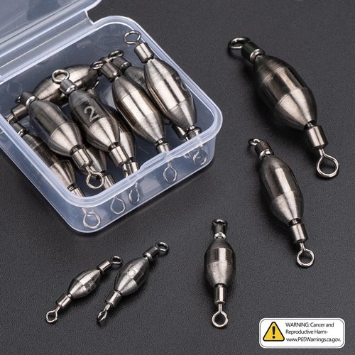 THKFISH Brass Fishing Sinker Swivel, 5 Size Trolling Weights Quick Set Up Lead Sinker with Inner with Swivel Rolling for Saltwater Freshwater,1/32-1/2 OZ