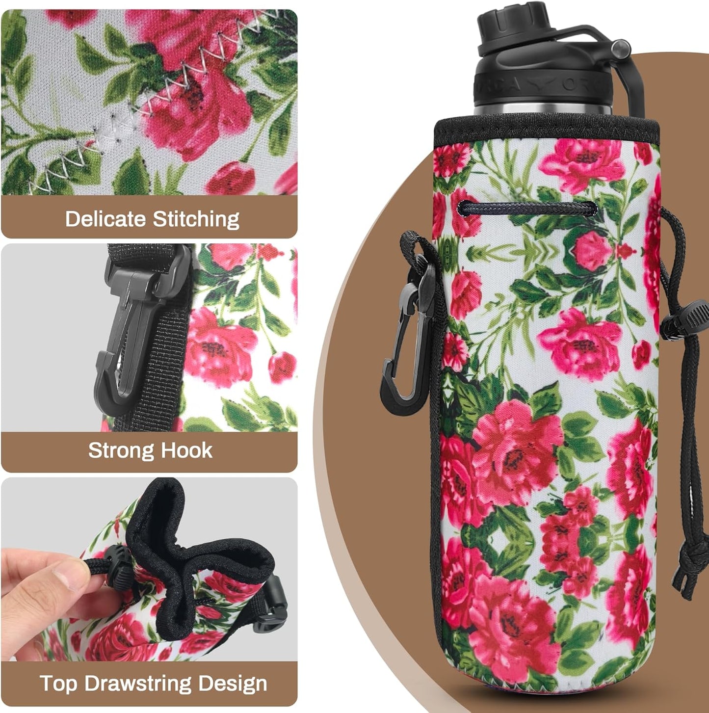 Water Bottle Carrier,Insulated Neoprene Water Gym Travel bottle Holder Bag Protector Sleeve Case Pouch Cover 0.6L or 0.75L, Great for Stainless Steel and Plastic Bottles (BLUE)