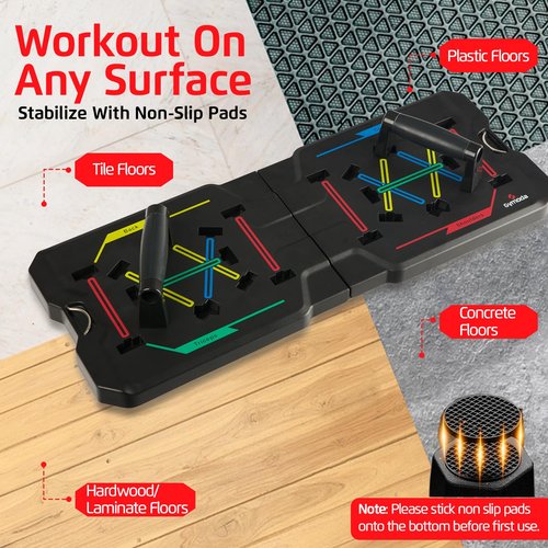 GYMODA Portable Home Gym & Workout Equipment|Foldable Push Up Board for Men, Women & Teenagers|Sturdy Strength Training Equipment|Resistance bands for working out|Exercise & Pilates, Calisthenics