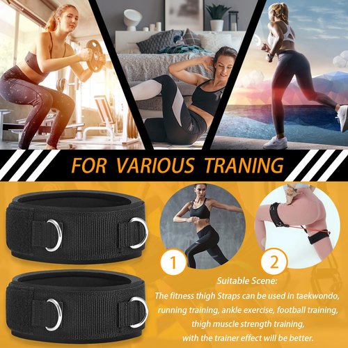SYIGICE 2D Ring Thigh Strap, High Leg Lift Fitness Exercise Accessories, Adjustable Running Football Training Rope Taekwondo Training Band 1 Pair