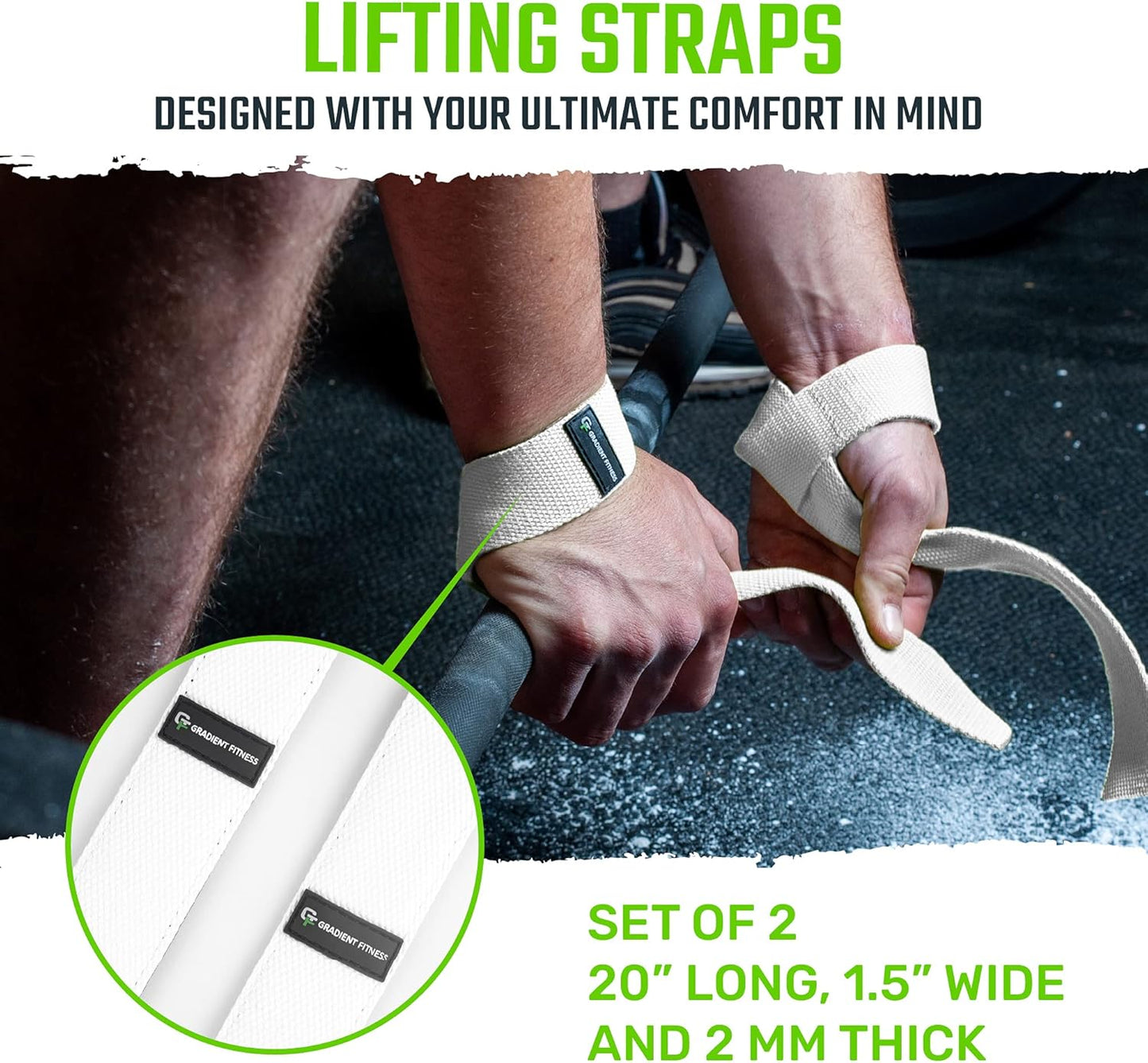 Gradient Fitness Lifting Straps | Wrist Straps for Weightlifting, Deadlift Straps, Lifting Straps for Weightlifting, Straps for Weight Lifting, Weight Lifting Straps for Men/Women, Gym Lifting Grips