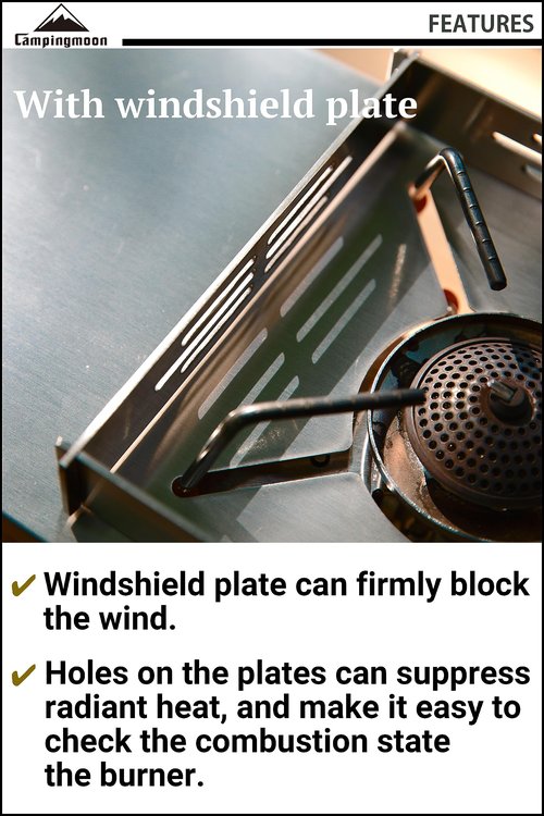 CAMPINGMOON Solo Camping Table Small Tabletop Heat Shield Windshield Stainless Steel Lightweight Compact with Storage Bag for ST-310 Alcohol Stove SK-310CP (Silver)